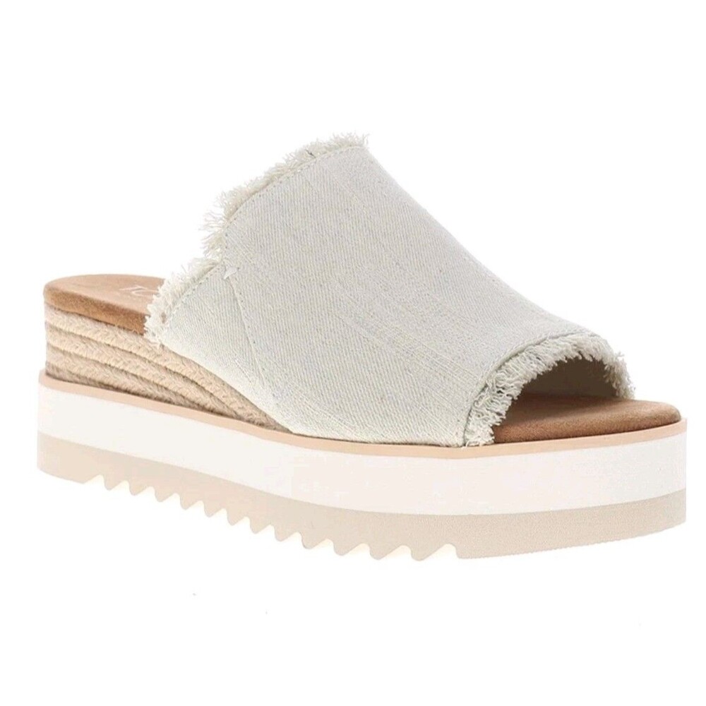 TOMS Diana Mule Platform Wedge Denim White Casual Sandals Womens Size 11 NIB - Picture 3 of 12